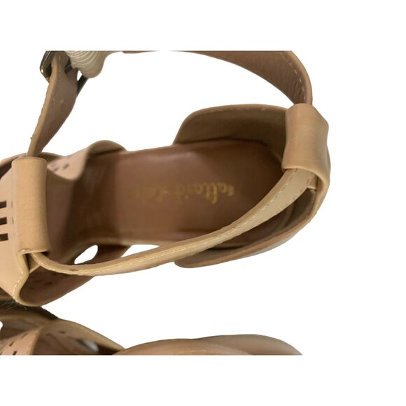 Altered State Womens Size 7 Nude Beige 3.5 in Heels Caged Lazer perforated block - Picture 4 of 7